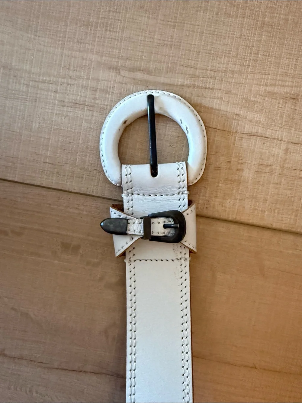 Free People Women’s Leather Belt Western White Small/Medium